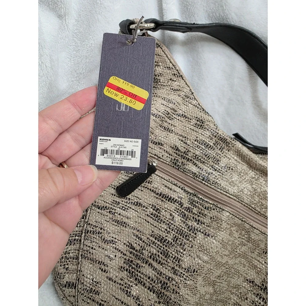 Jennifer Lopez Cruz Hobo Bag Nomad Snake Print Metallic JL4119S New